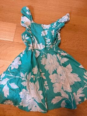 Tea Collection Turquoise and White Floral Sundress